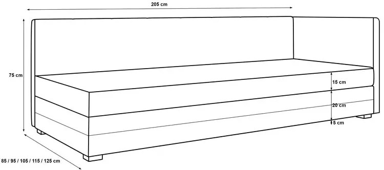 Młodzieżowy tapczan z pojemnikiem czarny + ecru G9-W35