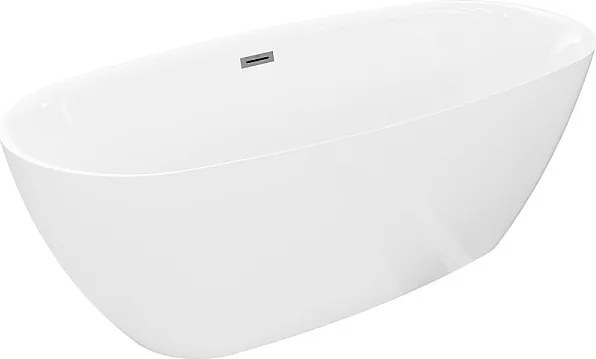 Mexen Luvo Slim wanna wolnostojąca 170 x 75 cm, biała, przelew gun gray szczotkowany - 52801707500-66