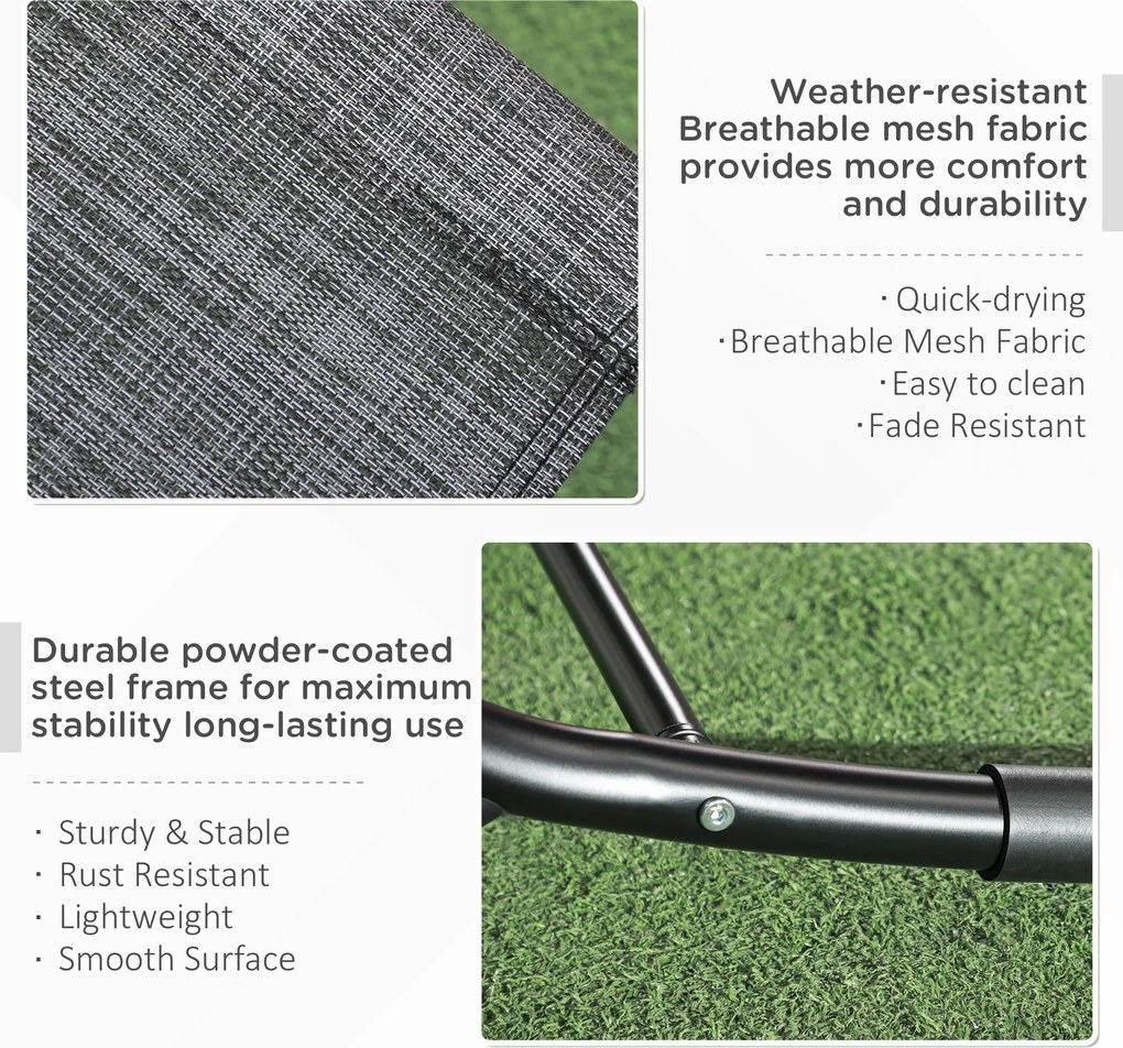 Outsunny Fotel bujany ogrodowy Leżak, w tym Poduszka pod głowę, 155 cm x 61cm x 88 cm, Szary