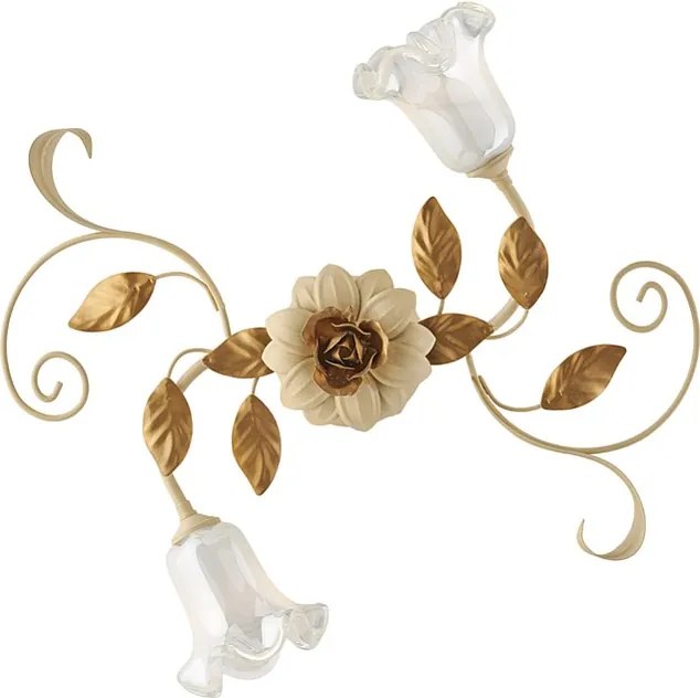 Lampa sufitowa w koszyku z żelaza lakierowanego na kolor kości słoniowej z 2 światłami H.17 Ø52 BL274-PL2-AV