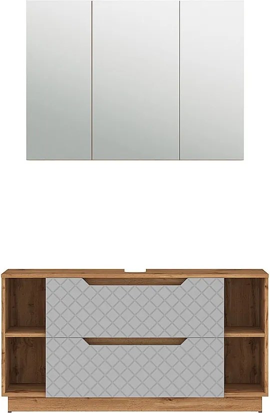 Zestaw mebli łazienkowych dąb/szary ze strukturą płytek 119.2x35x62.5 lotta