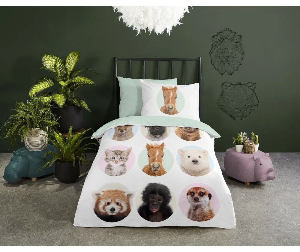 Bawełniana pościel dziecięca jednoosobowa 140x220 cm Young Animals – Good Morning