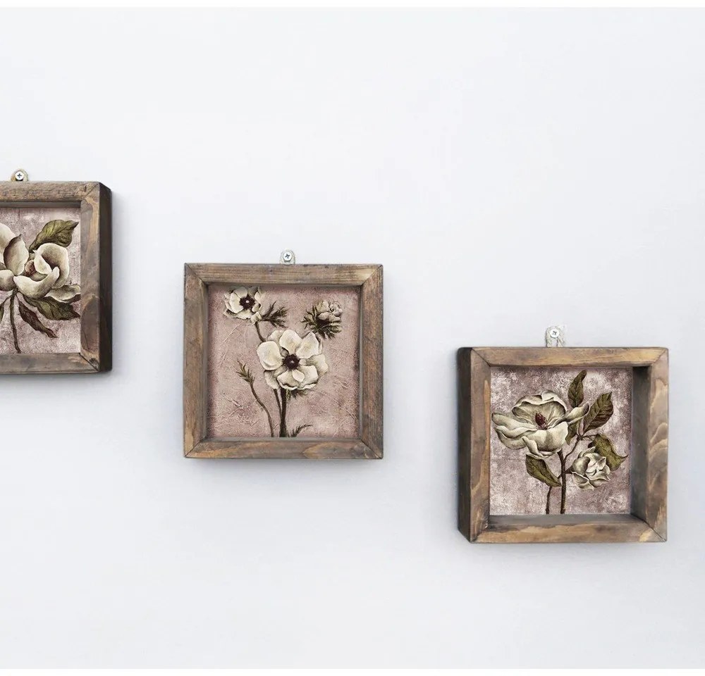 Komplet 3 obrazów Vintage, 15x15 cm