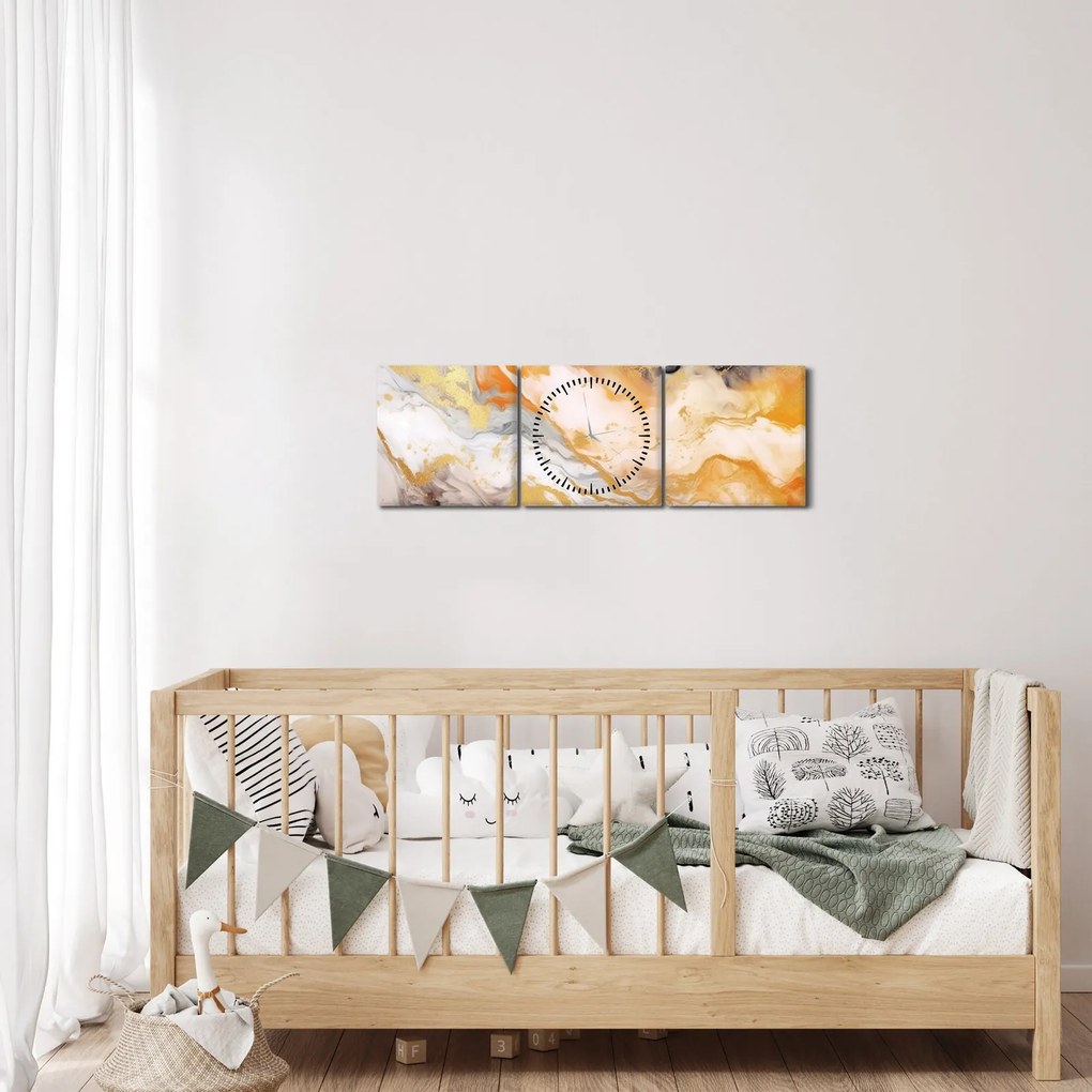 Obraz - Marmurkowe tło (z zegarem) (90x30 cm)