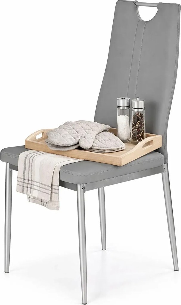 Popielate Krzesło Tapicerowane Do Kuchni L2-B77