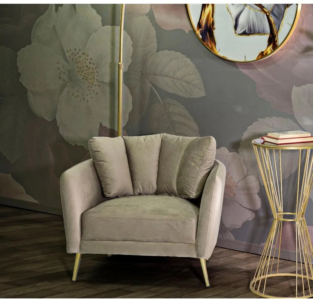 Szarobrązowy aksamitny fotel Kiev – Mauro Ferretti