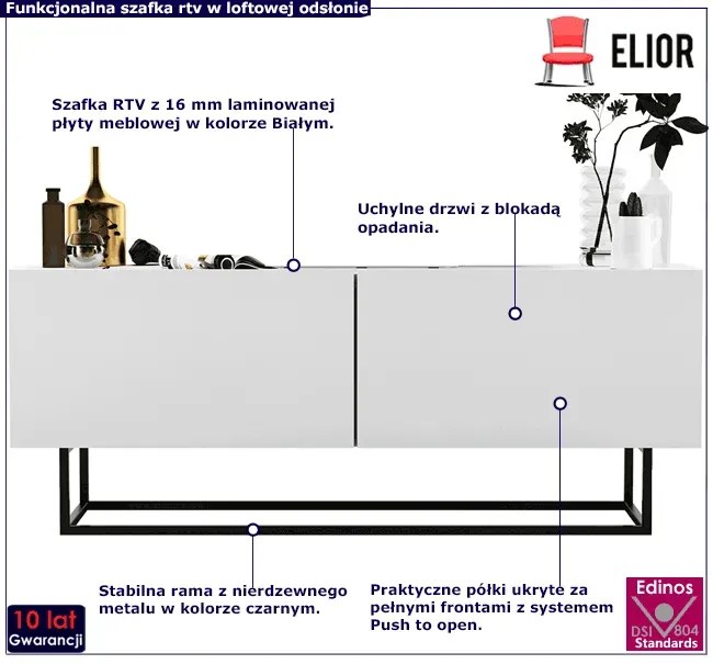 Szafka rtv na nóżkach biała A7-E37