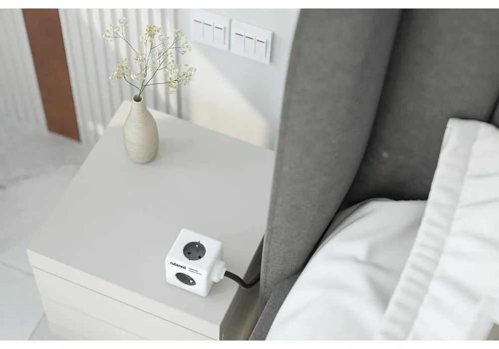 Rozgałęźnik do gniazdka 13 cm PowerCube Extended USB – Cubenest