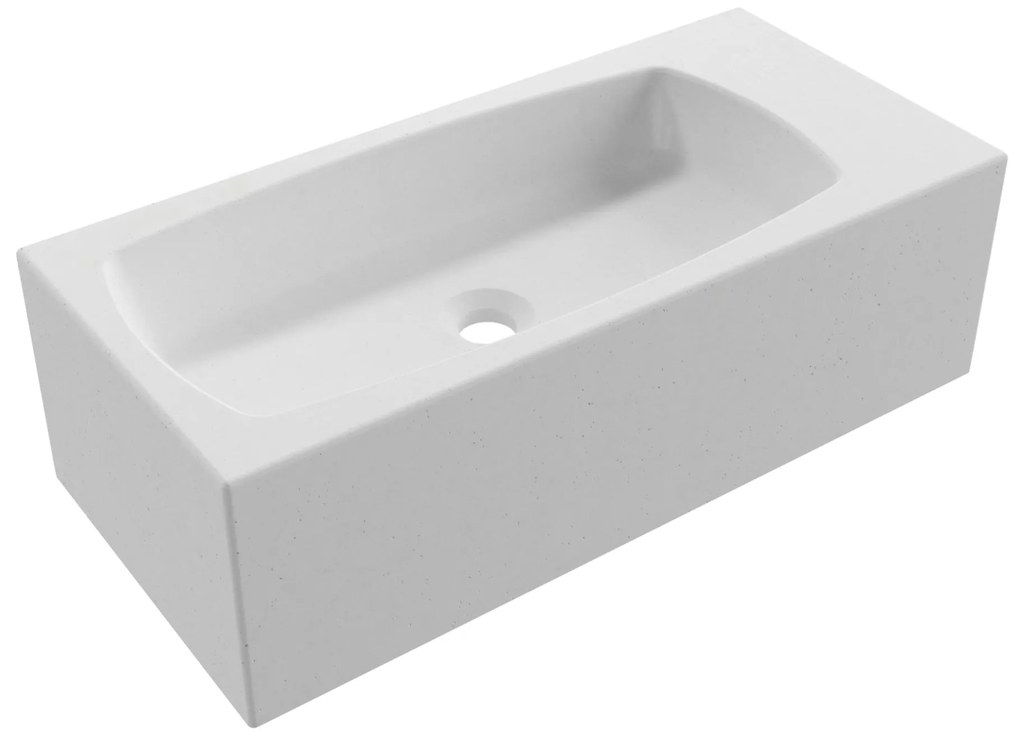 Umywalka betonowa wisząca / nablatowa prostokątna bez otworu na baterię 65 x 30 cm z półką ZALM | różne kolory : Kolor - Biały (beton), Typ montażu - nablatowa