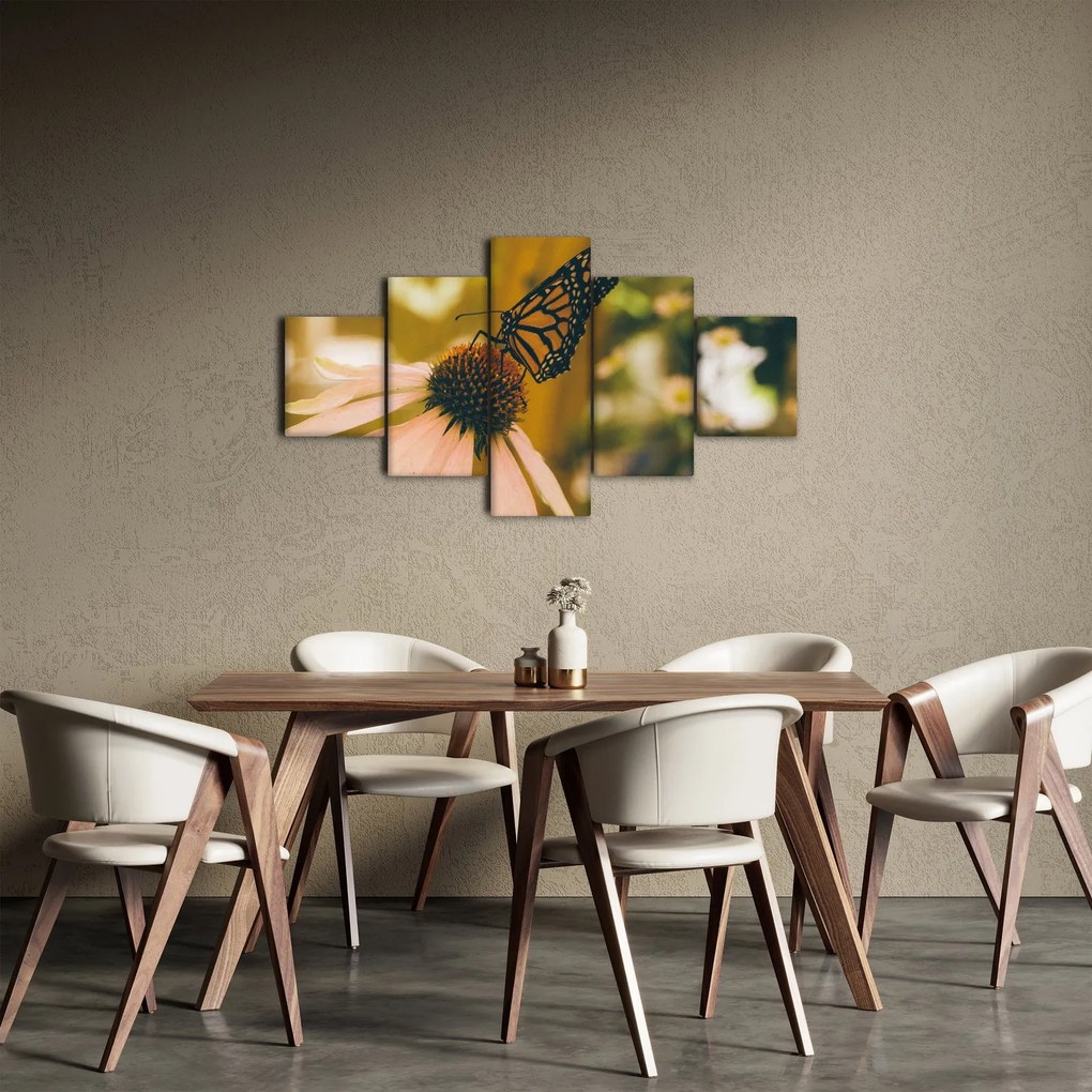 Obraz motyla na kwiatku (125x70 cm)