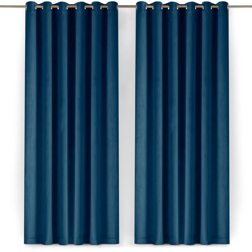 Niebieska aksamitna zasłona częściowo zaciemniająca (dimout) 400x250 cm Velto – Filumi