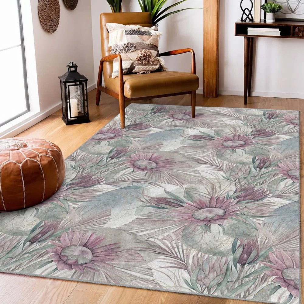 Fioletowo-szary chodnik odpowiedni do prania 80x200 cm Dusty Flowers – Mila Home
