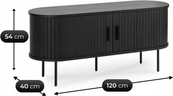 Szafka RTV do Salonu Dwudrzwiowa TRISH 120 cm Czarna Nowoczesna