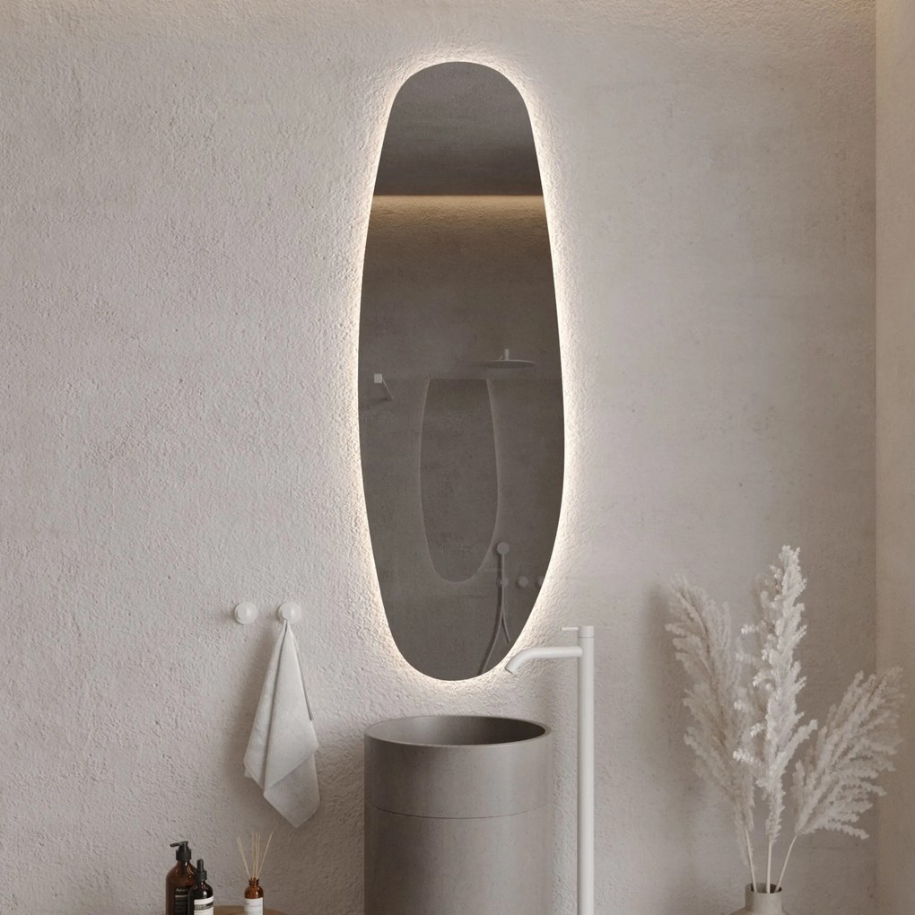 Lustro owalne z podświetleniem bezramowe 55 x 150 cm DELIS LED | Różne kolory szkła : Kolor - Grafit