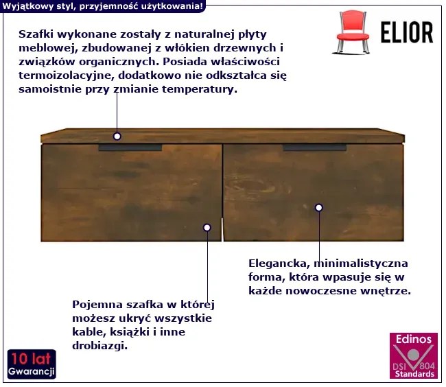 Szafki wiszące pod TV przydymiony dąb - Lewix