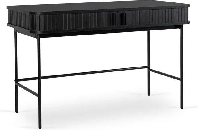 Biurko Rozsuwane TRISH 120 cm Czarne Ryflowane Nowoczesne Loft
