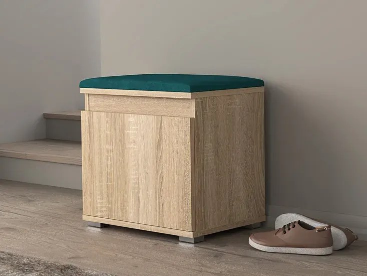 Minimalistyczna Szafka Na Buty Dąb Sonoma + Zielony P8-L19