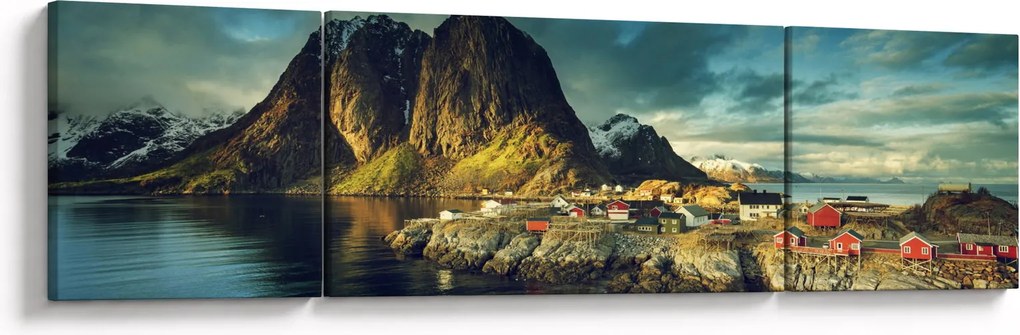 Obraz wioski rybackiej w Norwegii (170x50 cm)