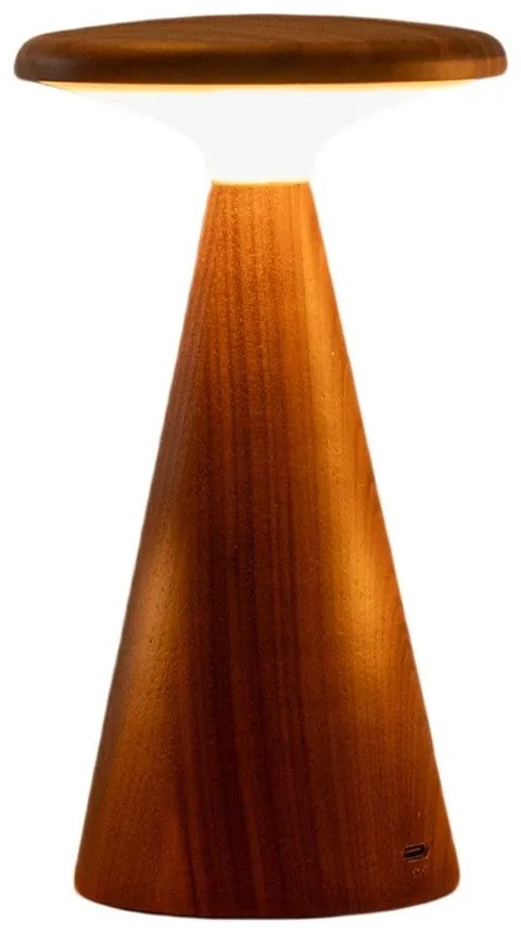 Lampa stołowa LED w ciemnym naturalnym kolorze z drewnianym kloszem (wysokość 14 cm) Sylva – Gingko