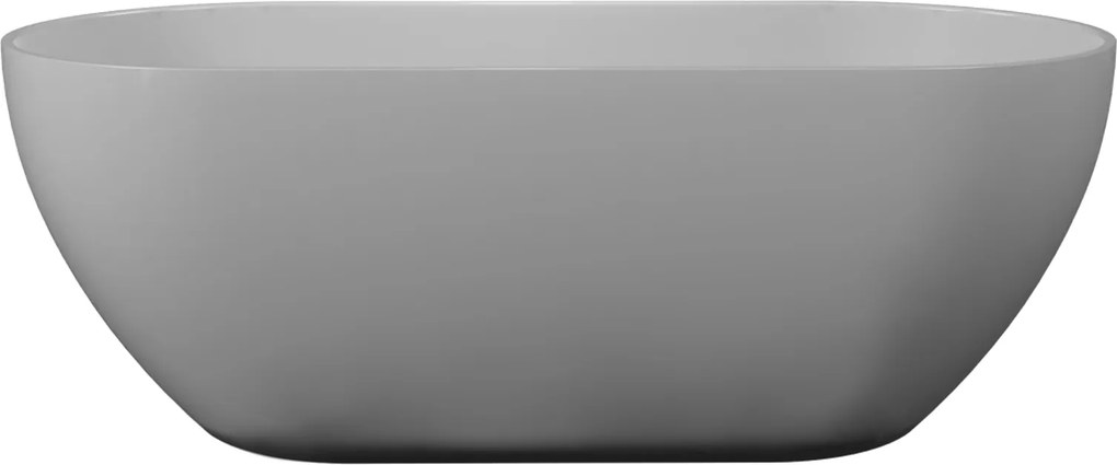 Massi Wanna wolnostojąca owalna z konglomeratu szara matowa 160 x 75 cm RONA Grey Matt przelew typu SLIM cienki rant
