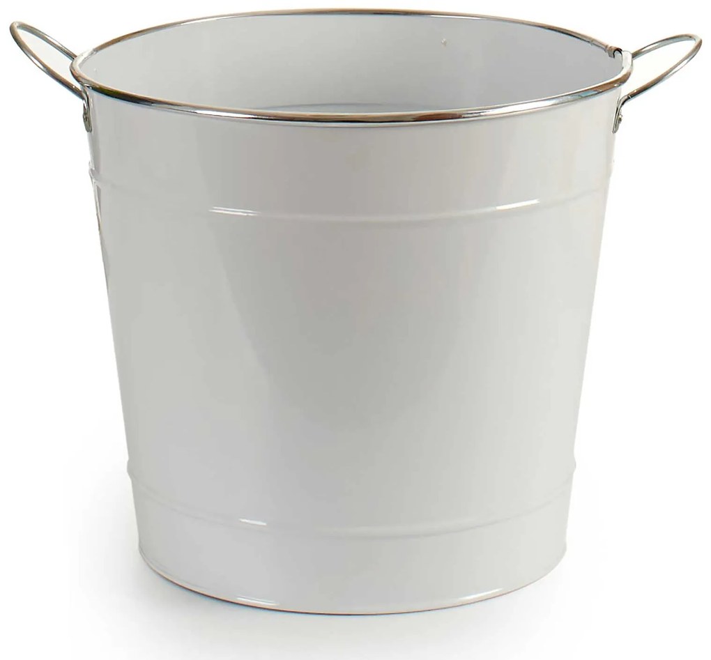 Osłonka na doniczkę typu wiaderko, cynkowa, biała