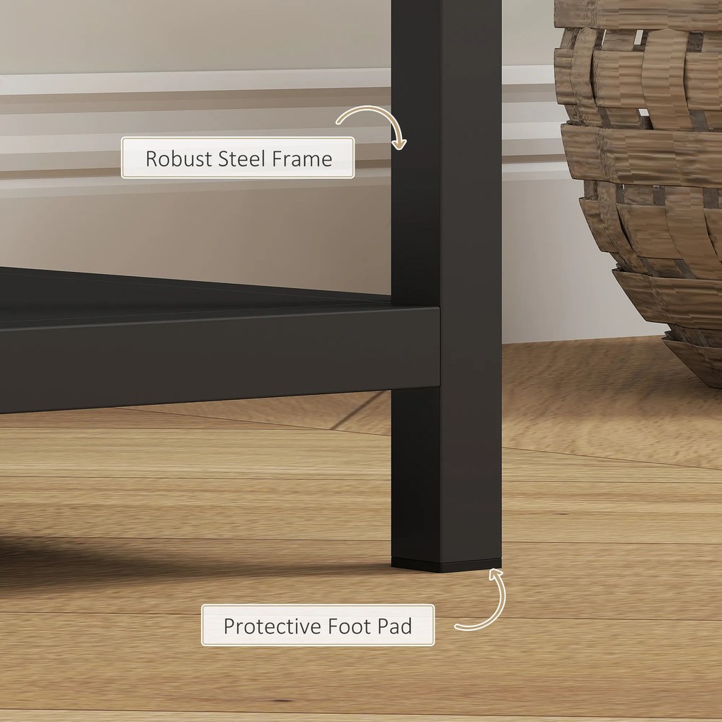 HOMCOM Stół Konsolowy, 4 Poziomy, Rama ze Stali, do Przedpokoju, Salonu, Czarny