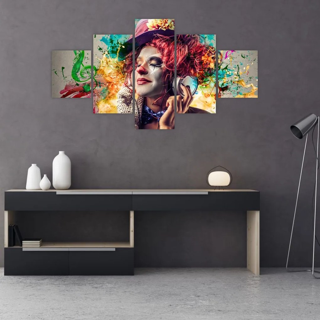 Obraz - Artystka ze słuchawkami (125x70 cm)