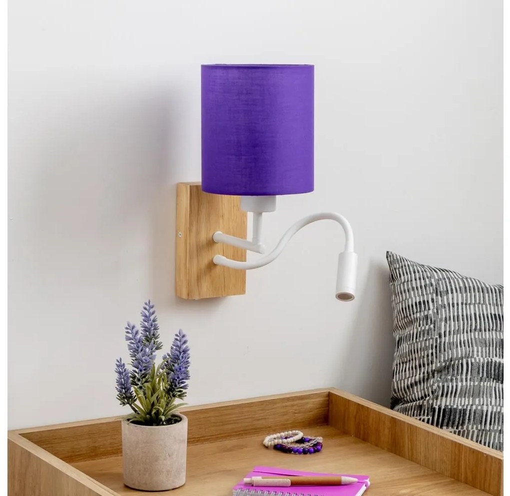 Brilagi - LED Kinkiet NUBILA WOOD 1xE27/25W/230V + LED/3W dąb/fioletowy
