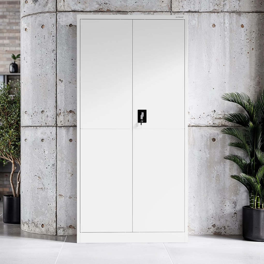 Szafa gospodarcza metalowa DAWID, 900 x 1850 x 400 mm, Smart: biała