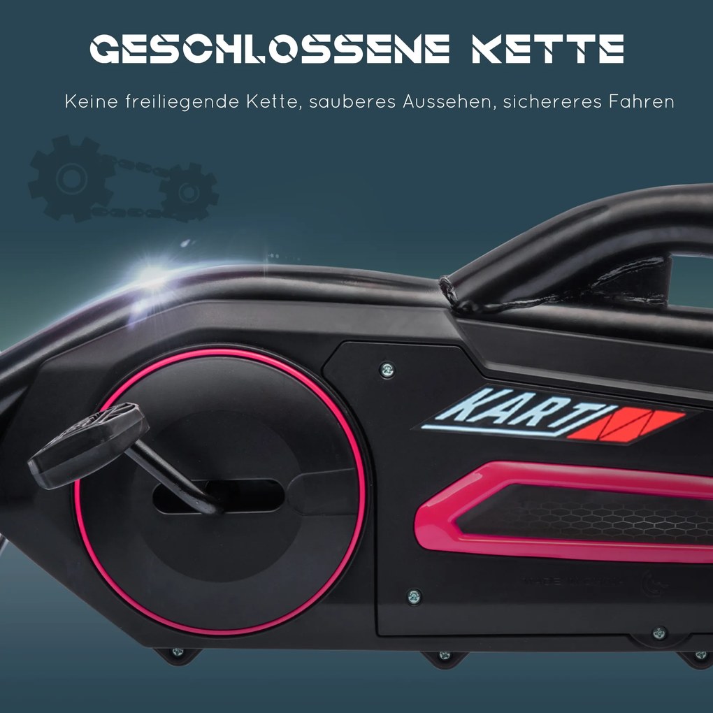 HOMCOM Gokart dla dzieci z regulowanym siedzeniem, pojazd na pedały, z ręcznym hamulcem, 3-8 lat, do zabawy na zewnątrz, Różowy