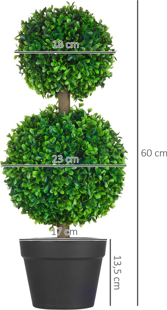 HOMCOM Sztuczna bukszpanowa roślina w zestawie 2 sztuk