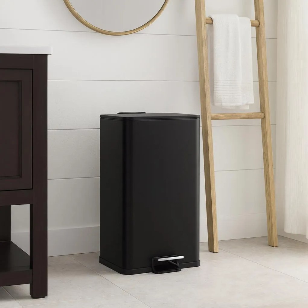 Metalowy kosz na śmieci DELTA, czarny, 30 l