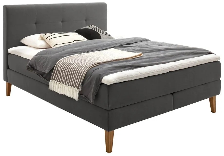Antracytowe łóżko boxspring 160x200 cm Stockholm – Meise Möbel