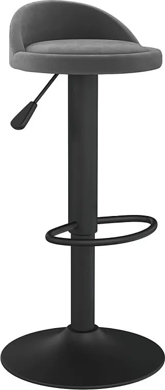 Stołek barowy w kolorze ciemnoszarym z weluru, nowoczesny i wygodny