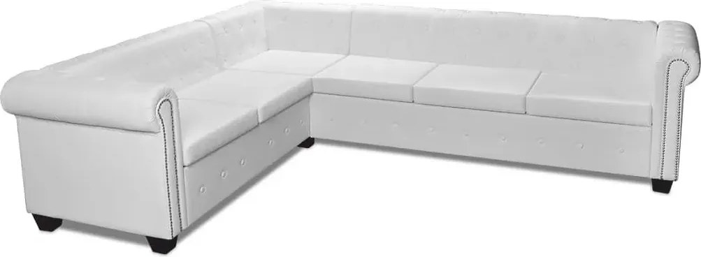 6-osobowy biały narożnik w stylu Chesterfield S4-R07