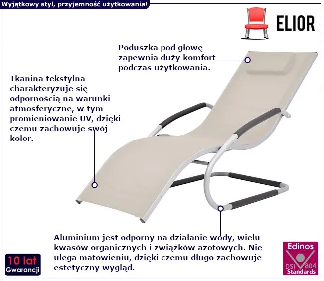 Kremowy nowoczesny leżak ogrodowy S2-A05