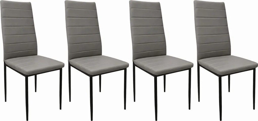 Zestaw 4 krzeseł Faro do jadalni z szaro-brązowej eko skóry – nowoczesne, metalowe nogi