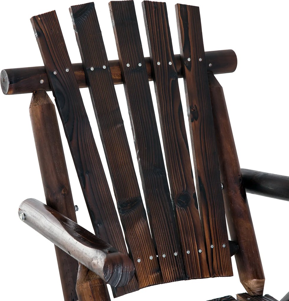 Outsunny Fotel Bujany Ogrodowy z Podłokietnikami Lite Drewno Ciemnobrązowy Wygodny i Stylowy 97x69x93cm | Aosom PL