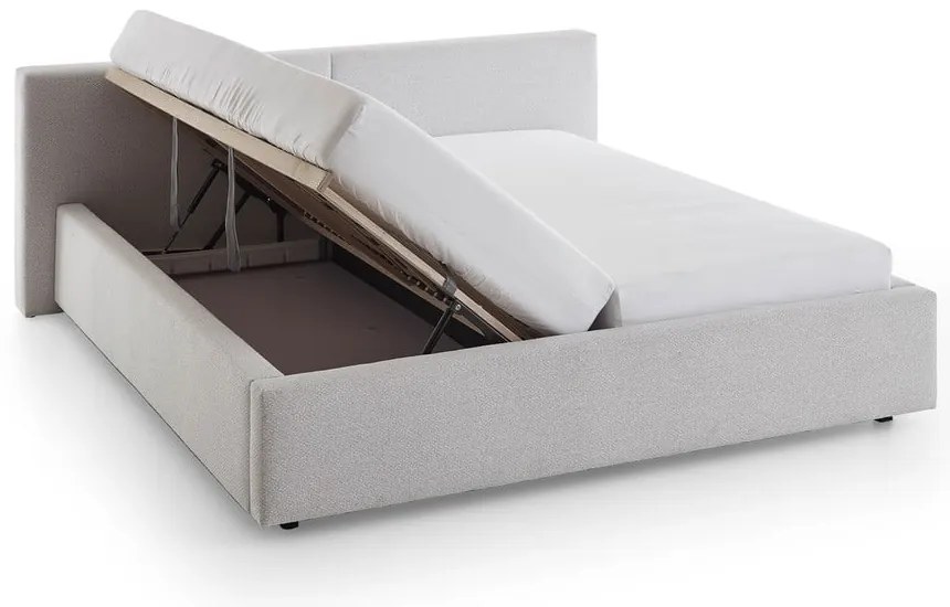 Tapicerowane łóżko dwuosobowe ze schowkiem i stelażem 140x200 cm w kolorze srebra Cube – Meise Möbel