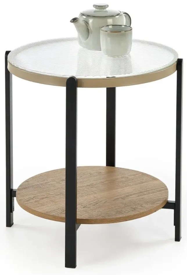 Stolik kawowy KAMALA S 53cm dąb naturalny/czarny HALMAR