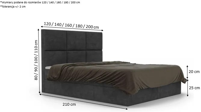 Łóżko kontynentalne FILO 2 - 160x200