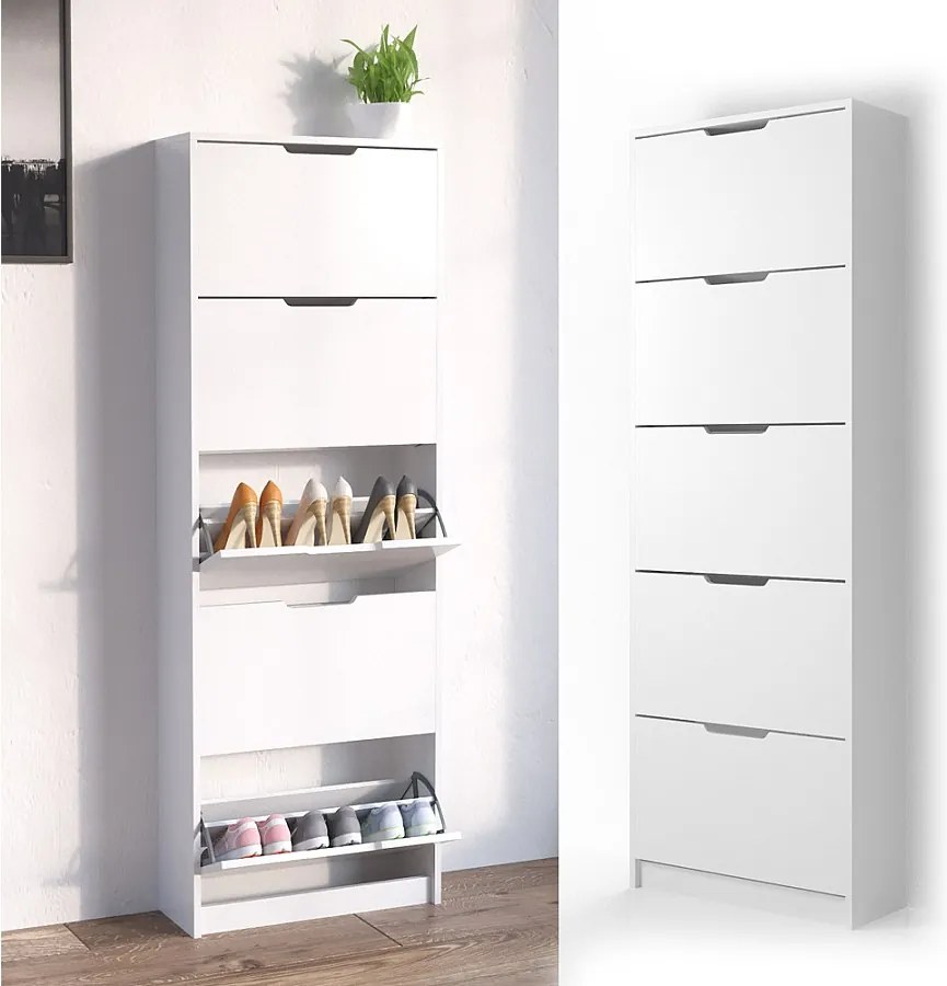 Wózek na buty biały 59x22x169 luca