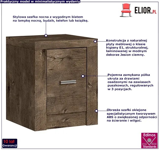 Szafka nocna jesion ciemny S8-B40