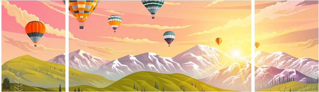 Obraz balonów nad krajobrazem (170x50 cm)