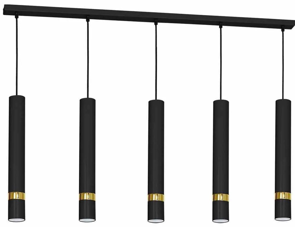 Lampa wisząca JOKER BLACK/GOLD 5xGU10 5 kloszy czarny, złoty