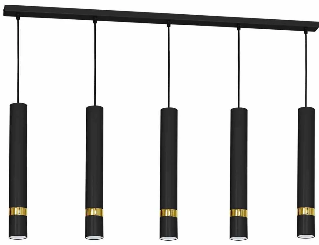 Lampa wisząca JOKER BLACK/GOLD 5xGU10 5 kloszy czarny, złoty