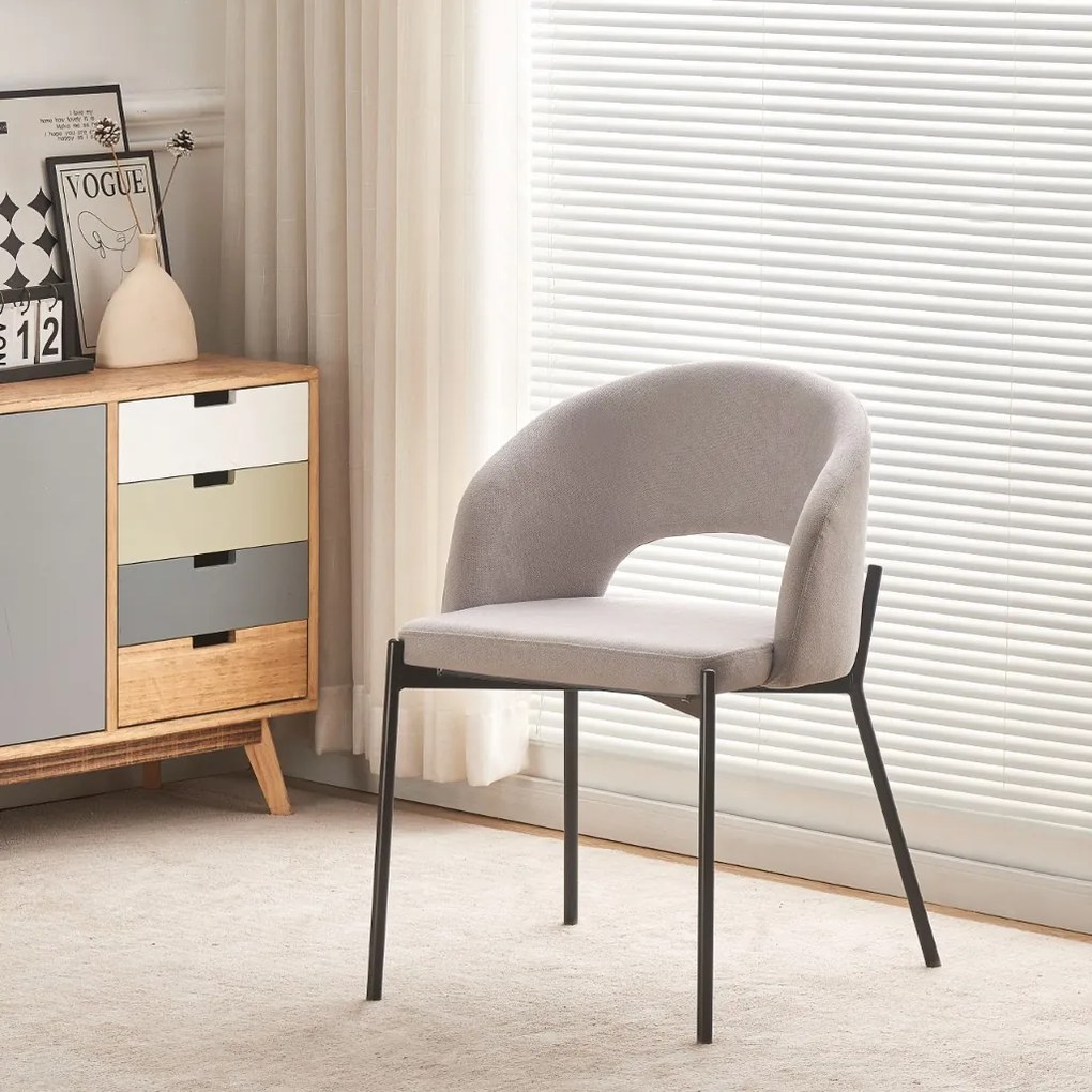 ATENA Krzesło do Jadalni Szare z Oparciem, Czarne Nogi