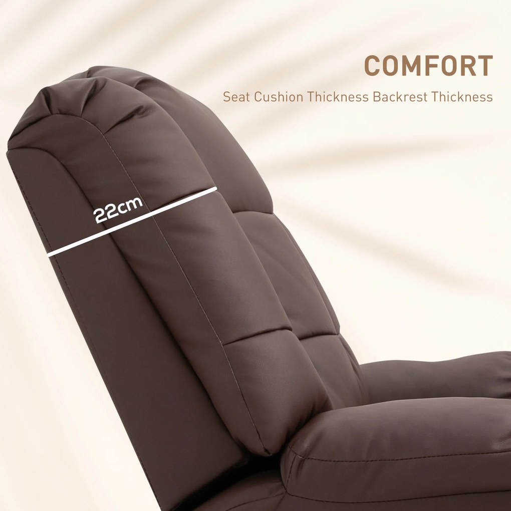 HOMCOM Fotel masujący do relaksu brązowy ze sztucznej skóry wygodny i komfortowy | Aosom PL