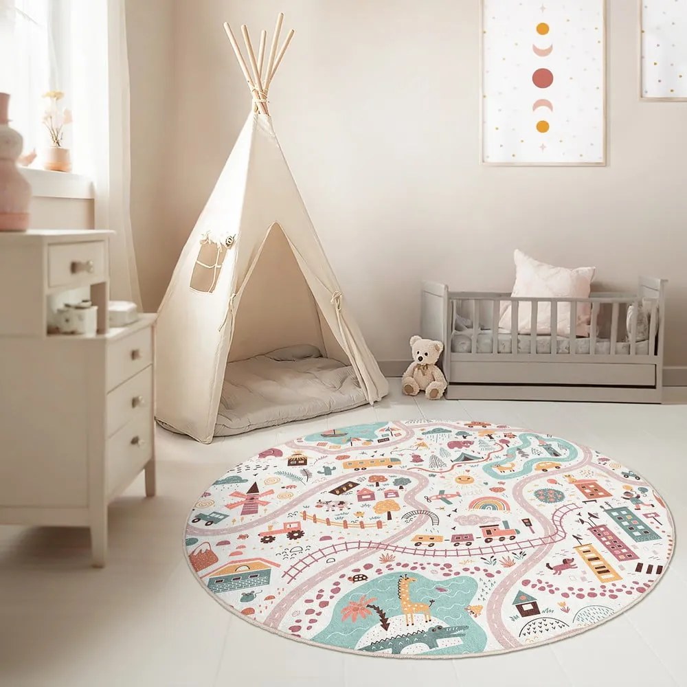 Dziecięcy dywan do zabawy odpowiedni do prania ø100 cm Furry World – Mila Home