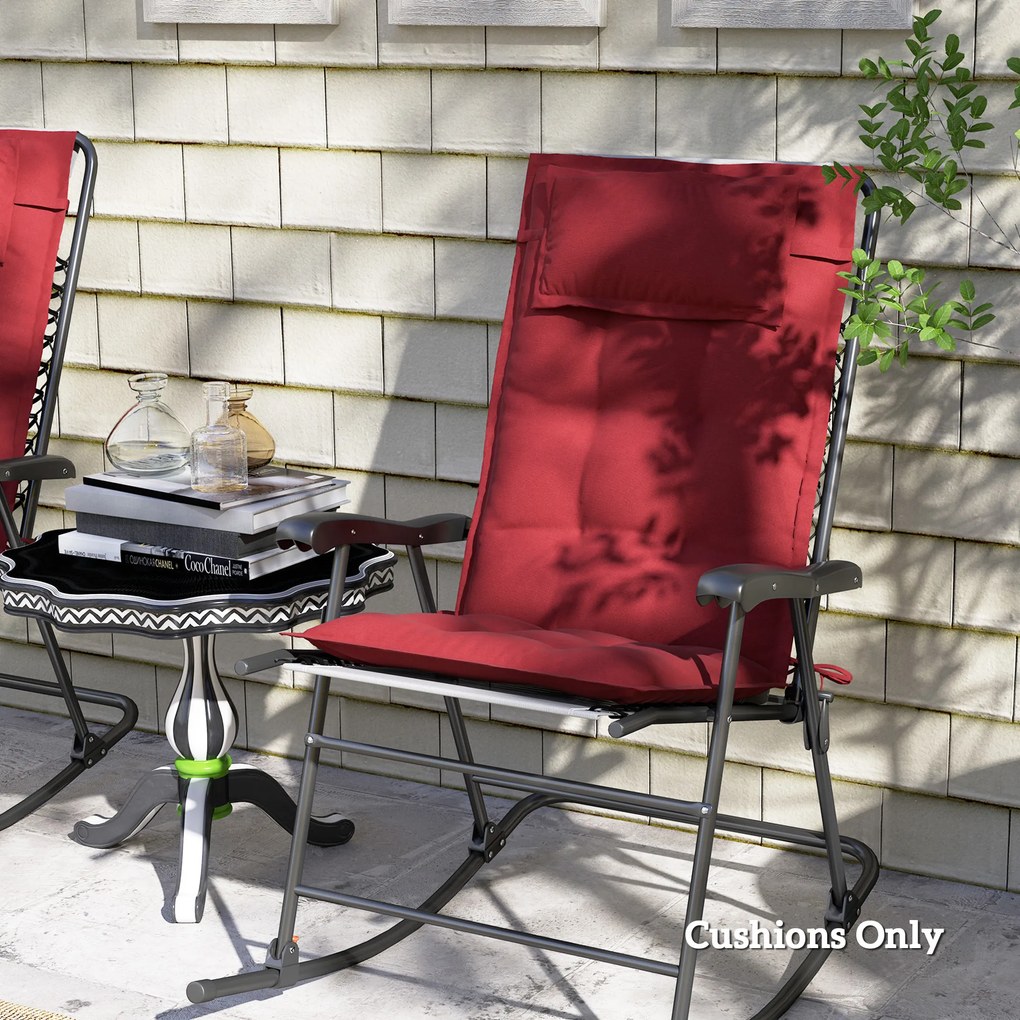 Outsunny Zestaw 2 odpornych na wodę poduszek na leżak ogrodowy 50x116x5 cm, Bordowy